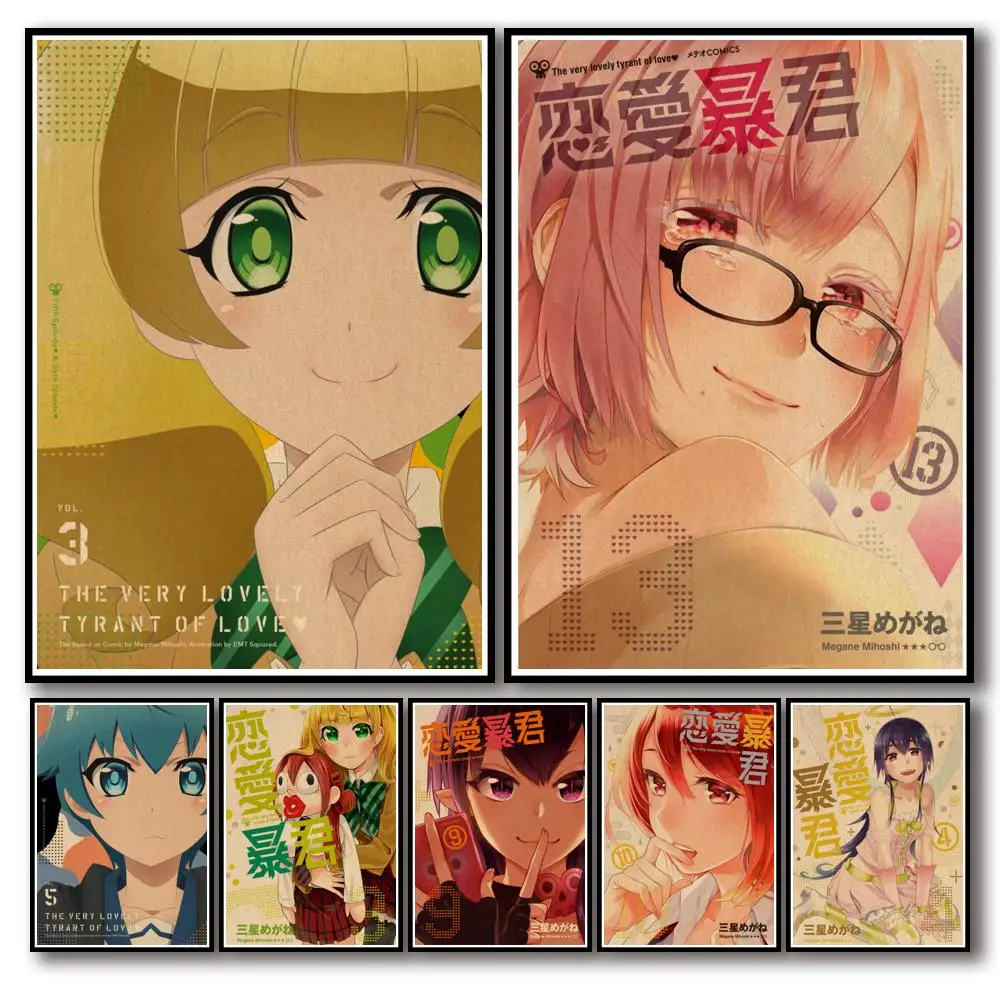 

13 Designs Love Tyrant Kraftpaper Poster Renai Boukun Artwork Fancy Wall Sticker for Coffee House Bar