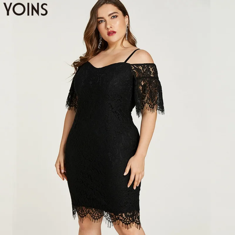 Женское кружевное Платье До Колена YOINS летнее элегантное облегающее платье с