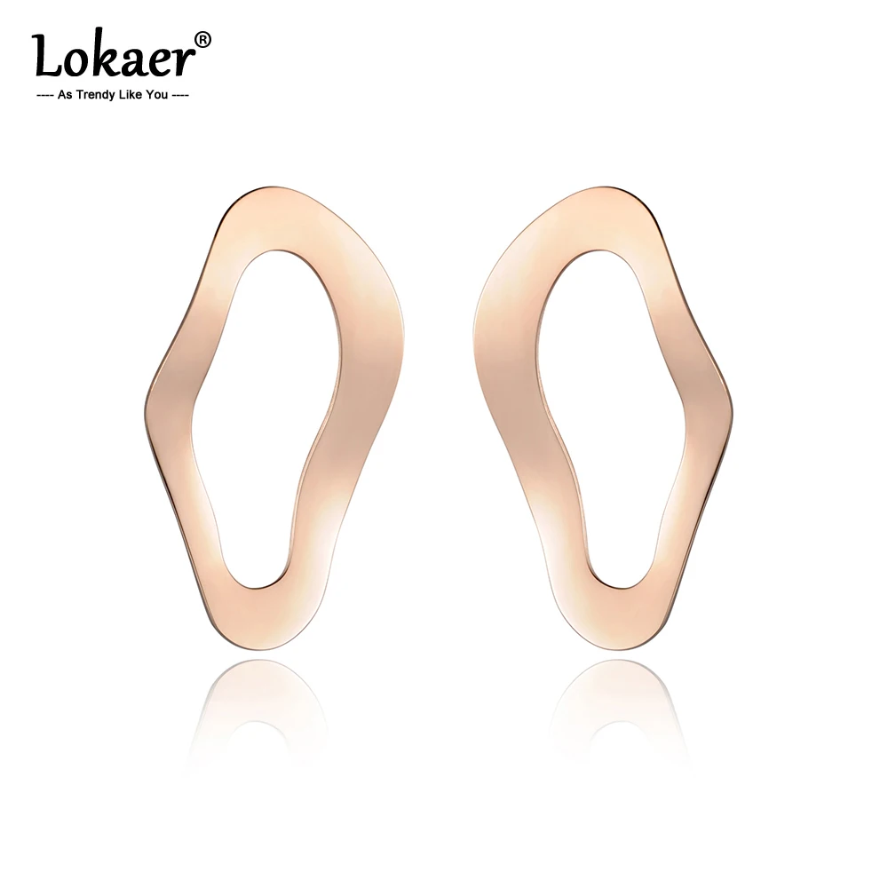 Женские классические серьги гвоздики Lokaer из титановой стали цвета розового