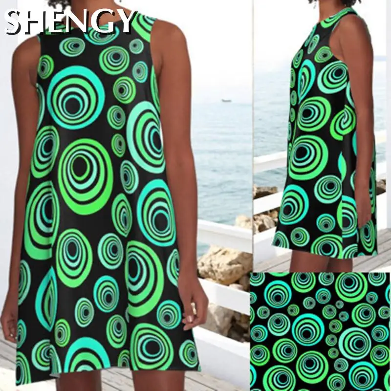 Платье женское с круглым вырезом модное пикантное свободное повседневное