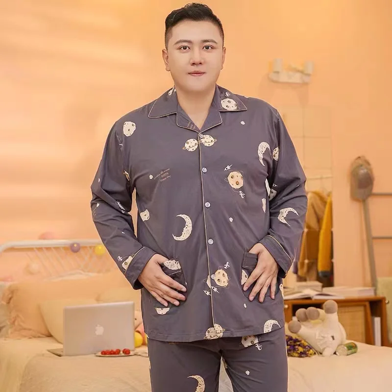 

Fat boy young male plus size 100 kg pure cotton spring and autumn long-sleeved trousers plus fertilizer to increase 150 kg pajam