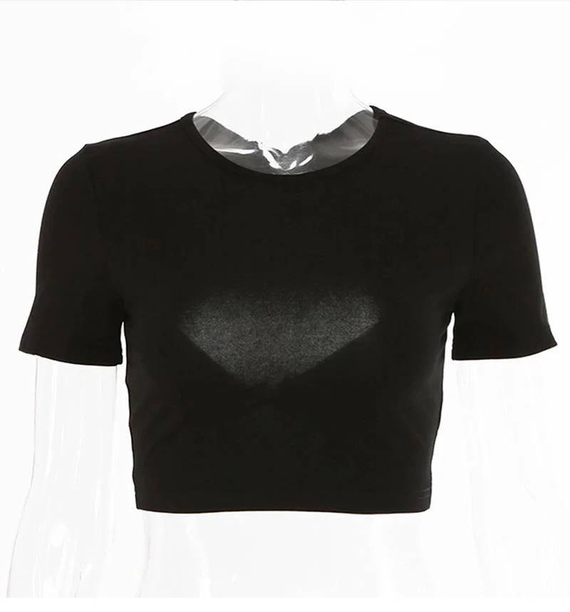 

Женская футболка с коротким рукавом Kywommnz, летняя Однотонная футболка с вырезами на спине, модель E2851, 2021