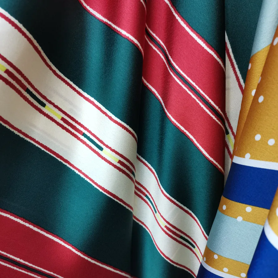 Ткань сатиновая с принтом мягкий Блестящий Полосатый материал для свадебного