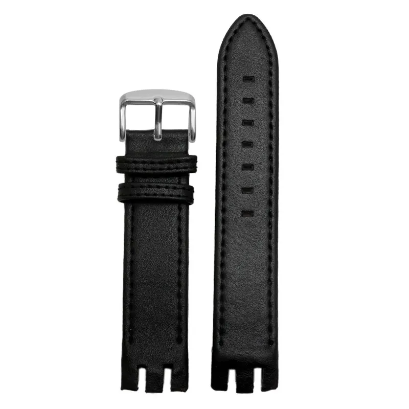 Cowhide Leather Watch Band for Swatch Yts401 402 403g Men's Outer Arc Concave Interface 20mm Watch Strap