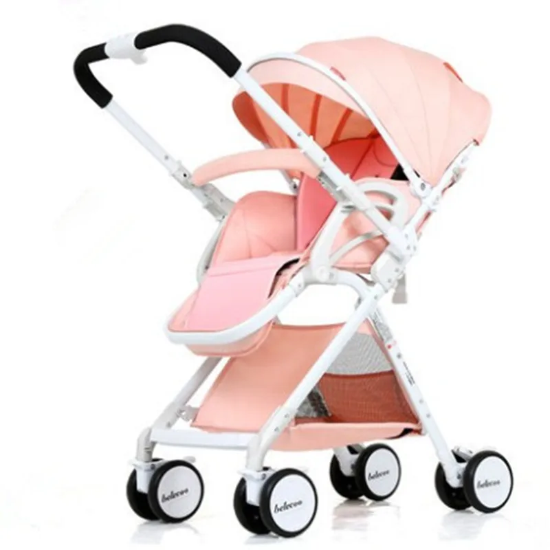 Pink 2 way1 Высокая Ландшафтная легкая детская коляска складной Портативный путешествия коляска детская коляска розовый коляска - Цвет: Pink 2 way1