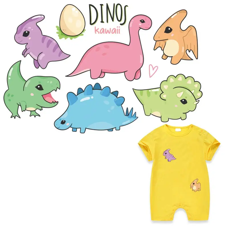 

Little Dinos Patch Iron On Clothes Baby T-Shirt Stickers Heat Transfer Iron On Diy Accessory Clothes Fashion Patch For Clothing