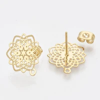 10pcslot stainless steel geometric openwork flower bohemia earring base connectors linkers for diy earrings jewelry accessories