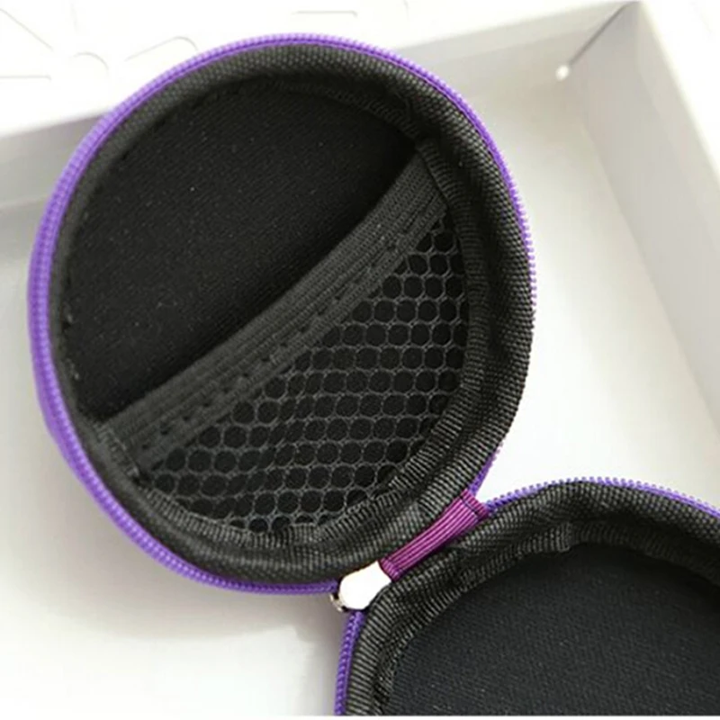 

New 1PC Purple Data Line Cables Box Women Zipper Waterproof Desk Clip Holder Storage EVA Earphone Wire Box Without Earphone