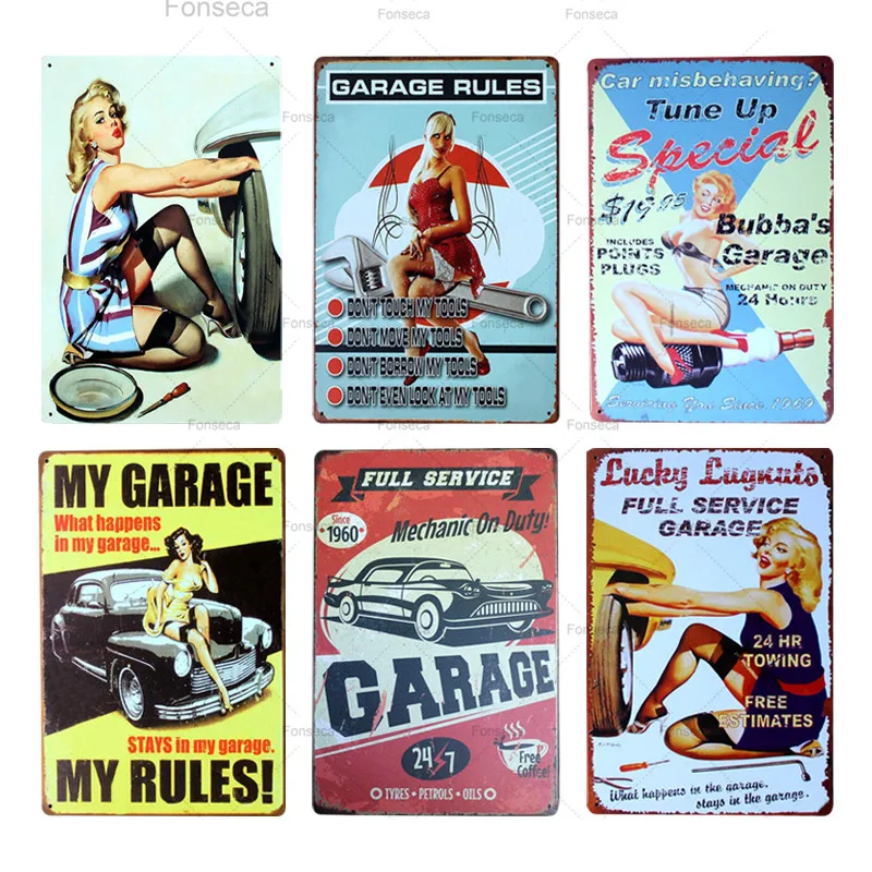 My &quotGarage Rules&quot Оловянная вывеска декор для стен металлический художественный