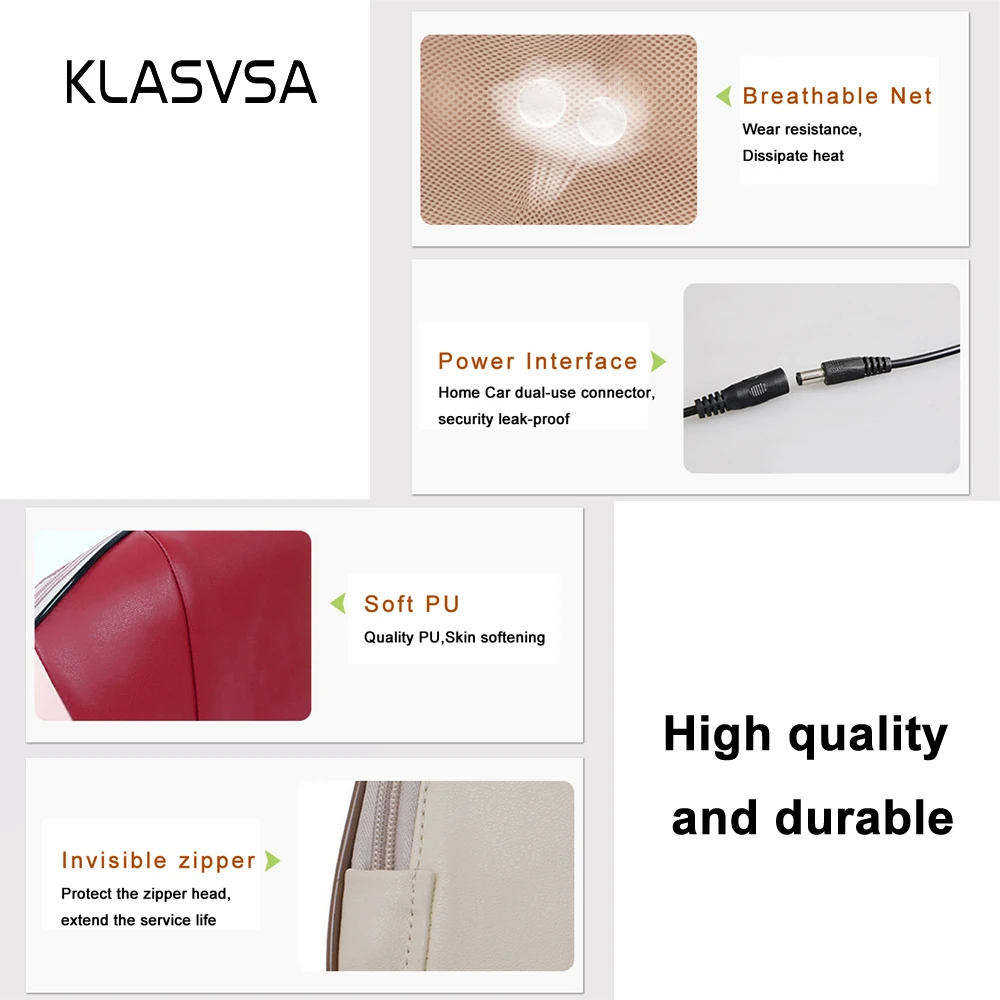 KLASVSA Электрический нагревательный автомобильный домашний массажер для шеи спины