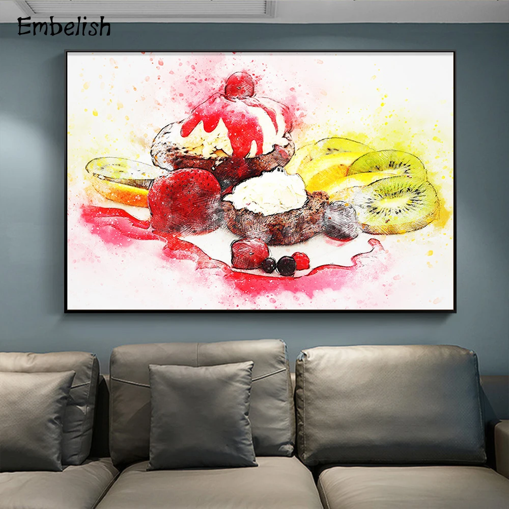 1 шт. новые акварельные клубники киви Фрукты Кухня домашний декор картины для
