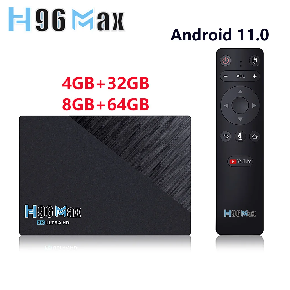 H96 MAX RK3566 Quad-Core Android 11 ТВ коробка 8 Гб Оперативная память 64 Встроенная 1000M 2 4G/5G Wi-Fi BT4.0
