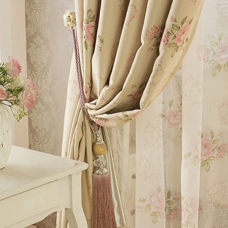 Шторы тканевые для гостиной 70-90% с принтом розовых роз | Дом и сад