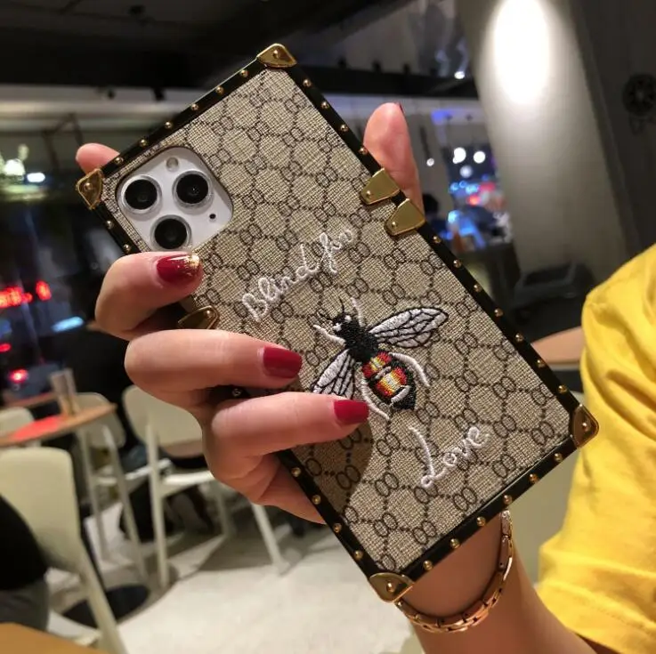 Fashion mobile phone case luxury square embroidery rose flower For iphone 6s 7 8 xr xs 11 pro max shatter-resistant shell | Мобильные