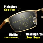 Прогрессивные многофокальные очки для чтения с защитой от сисветильник для мужчин и женщин, металлические полноразмерные квадратные очки для дальнозоркости, золотые высококачественные