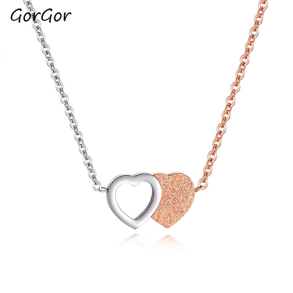 

Женское асимметричное ожерелье с подвеской-сердечком из титановой стали