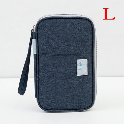 L dark blue Модная Мужская и Женская дорожная Обложка для паспорта, кошелек для карт, кредитный держатель для карт, посылка для удостоверения личности, Мужская многофункциональная сумка для хранения - Цвет: L dark blue