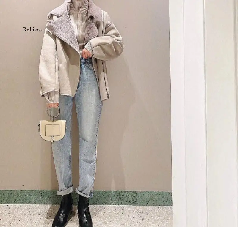 

2020 Autumn and Winter New Products Fashion Retro Sweet Cool Loose Lamb Velvet Faux Suede Lapel Jacket Women