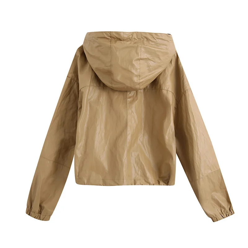 

SeeBeautiful Big Pockets Patchwork Large Size Jacket Coat Lapel Hat Long Sleeve Button Simple New Fashion 2021 Spring Women E006