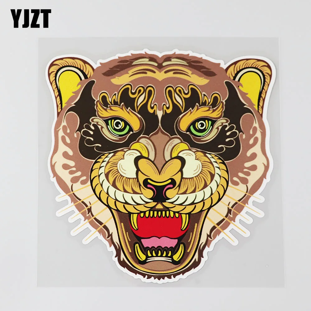 

YJZT 14.5CM*14.9CM Interesting Fierce Leopard Animals Decal Car Sticker PVC 12A-0121