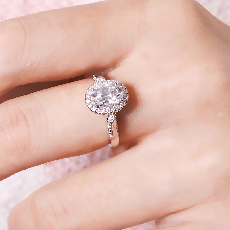 

1.5carat ct 6x8mm DF Color VVS1 Oval Brilliant Cut Moissanite Engagement Ring for Lady Real 18K White Gold