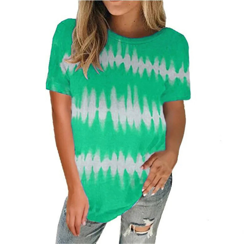 

Tie Dye Loose T Shirt Printed Top Short Sleeve Women Clothing Summer Tees T Shirt Top Ladies Casual Tshirts Tops