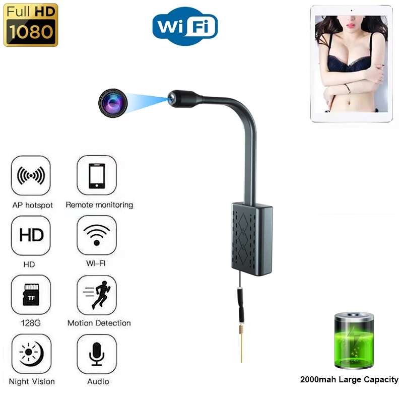 Гибкий HD 1080P Wifi мини Камера PIR датчик человеческого тела индукционные пробуждения