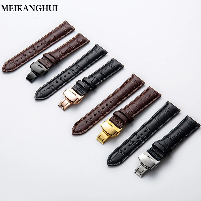 Handmade Genuine Leather Curved End Watchband 12mm-21mm For Tisssot T035 Watch Band Strap Steel Buckle Wrist Bracelet