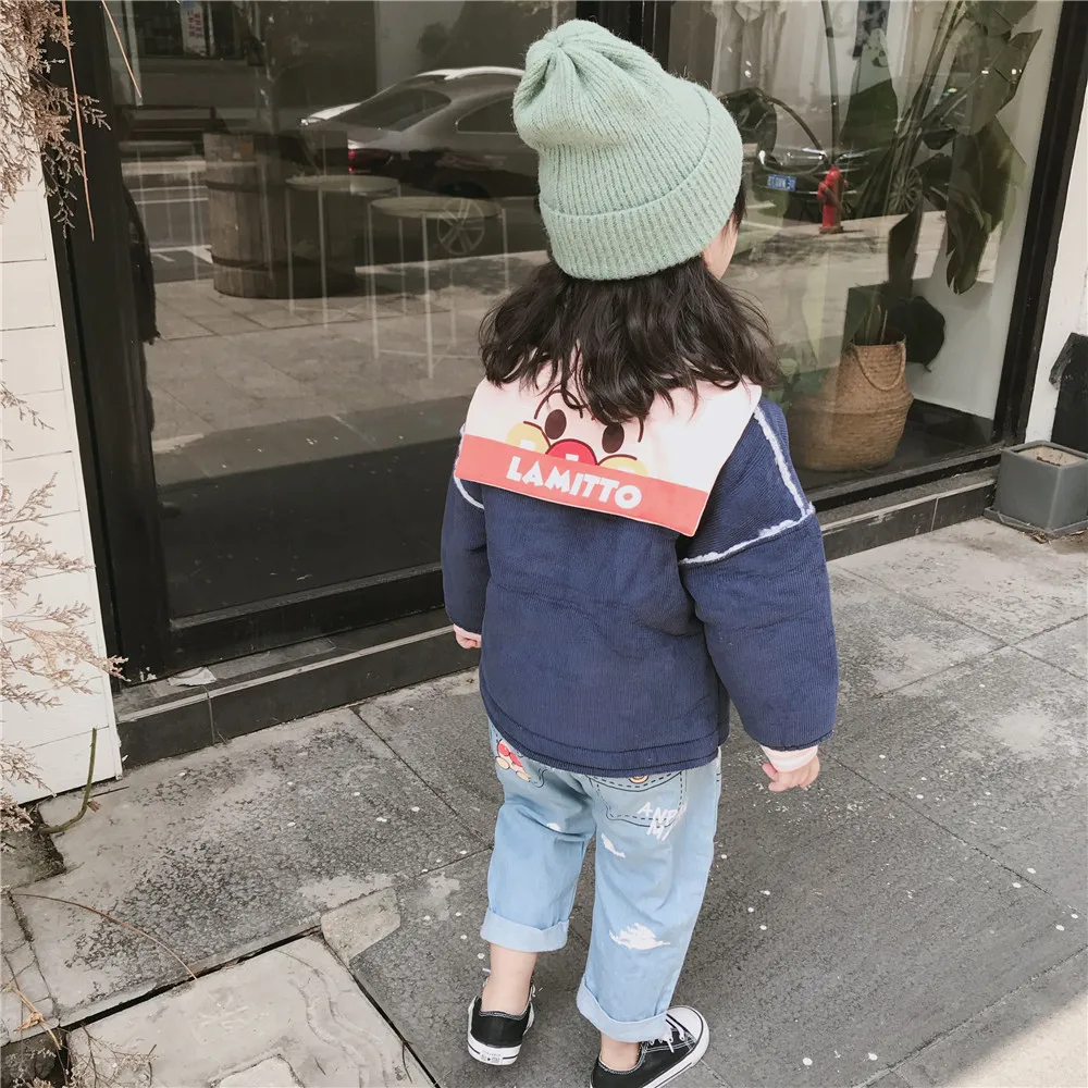 New Winter Clothes for Boys and Girls Removable Collar Naval Corduroy Jacket Kids Coat | Детская одежда и обувь