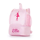 Персонализированная розовая Танцевальная сумка для девочек, с вышивкой имени, сумка для балета, Детская сумка для балерины, детский гимнастический рюкзак