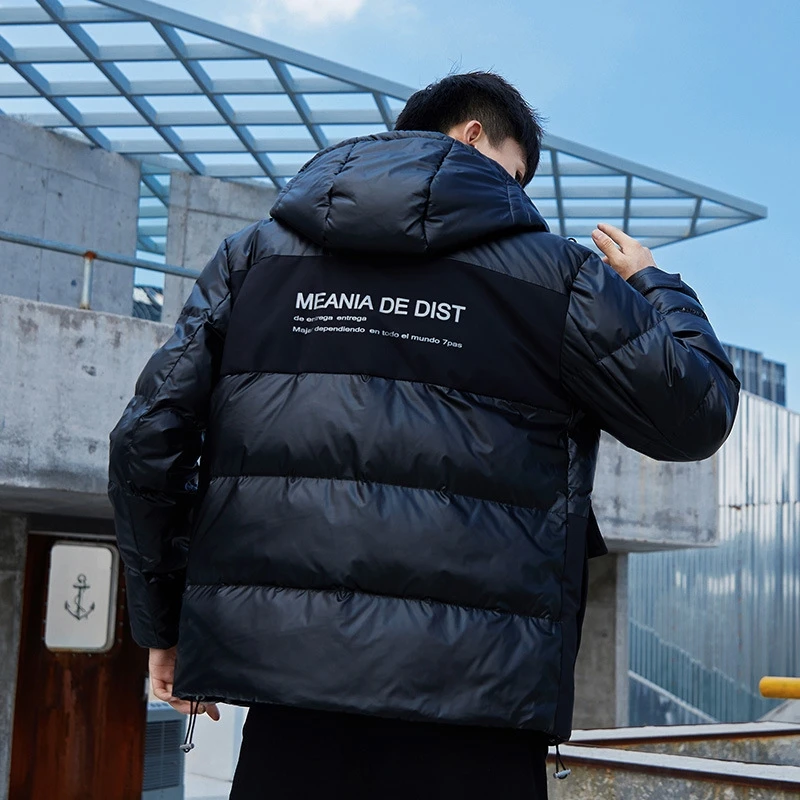 

Куртка мужская пуховая на белом утином пуху, утепленная парка в стиле хип-хоп, пальто в стиле пэчворк, ветровка, верхняя одежда