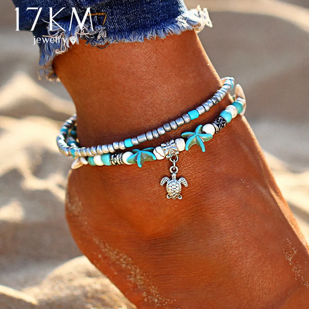 

Vintage Shell Beads Starfish Anklets For Women New Multi Layer Anklet Leg Bracelet Handmade Bohemian Jewelry Sandals Gift