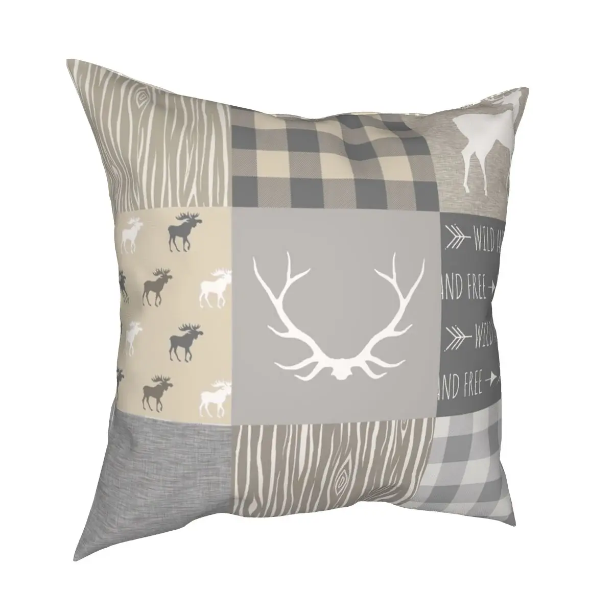 Чехол с изображением леса серого оленя лосят Квадратной Подушки полиэстеровый