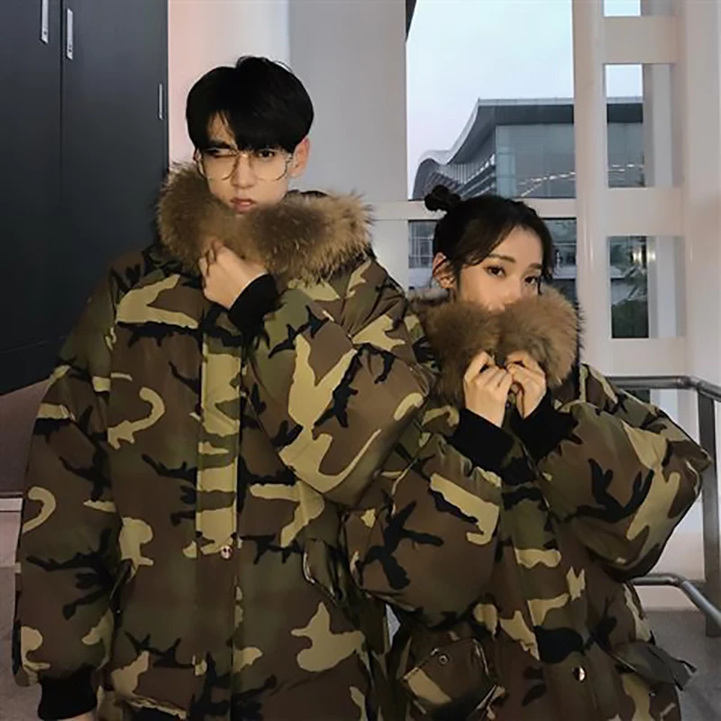 

Oversize Couple men's and women's camouflage work clothes parka cotton padded cotton clothes Jacket
