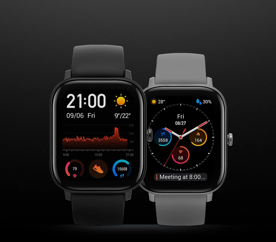 Новая глобальная версия Amazfit GTS Смарт-часы 1,6" AMOLED 5 ATM водонепроницаемый 14 дней Срок службы батареи 12 спортивных режимов Bluetooth часы