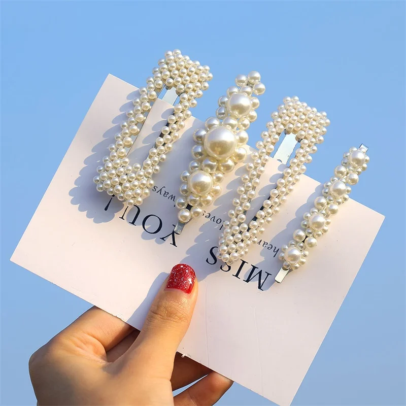 Модные заколки для волос с имитацией жемчуга женщин элегантная Корейская