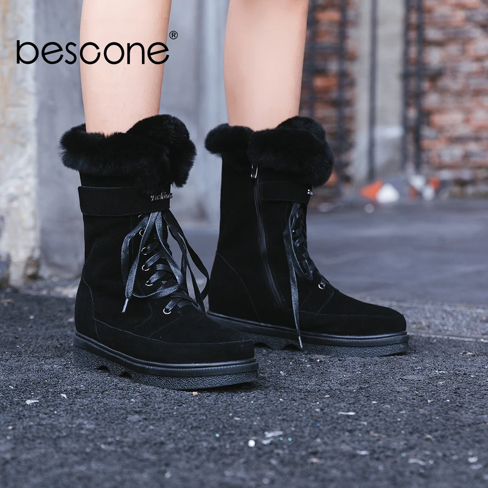 BESCONE/стильные зимние женские ботинки Повседневная обувь на среднем каблуке 4 см