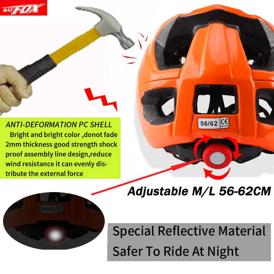 BATFOX Велоспорт Шлем шоссейный велосипед горный шлем для активного отдыха на