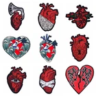 Нашивка Prajna в виде сердца в стиле панк, для одежды, вышитые красные значок с сердцем нашивки для самостоятельного декора, цветы, аппликация в виде сердца, полоски F