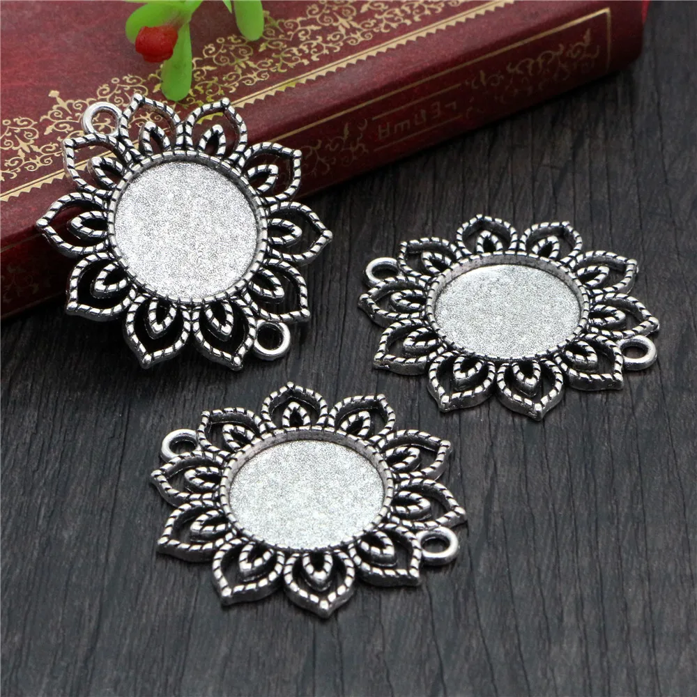 10 шт 18 мм Внутренний размер античная бронза и Посеребренная цветок соединение