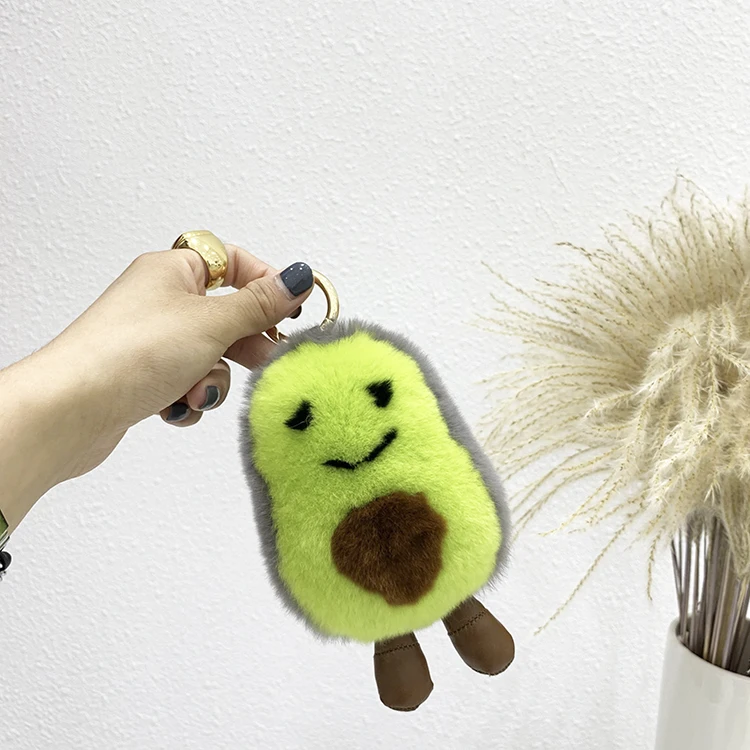 INS милые натуральные меховые Подвески Девушка сердце авокадо брелок подвеска для