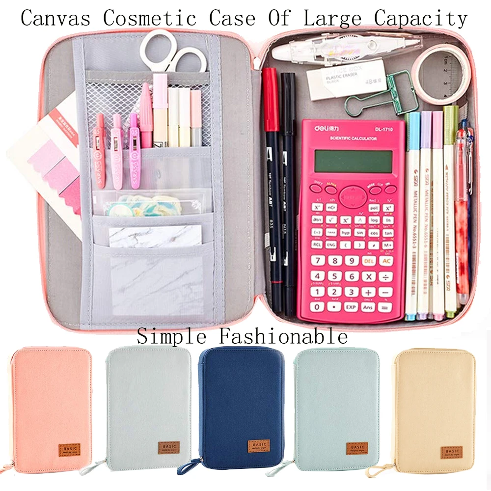 Большая емкость холщовая ручка сумка для хранения канцелярские принадлежности