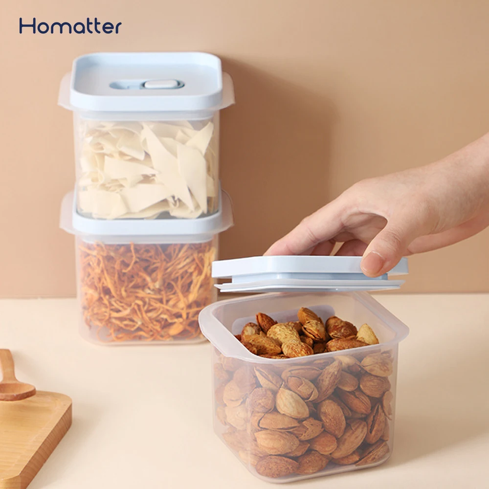 

Homatter Food Storage Container Multigrain Cereal Transparent Sealed Cans Drain Board 650ML Antibacterial Kitchen Storage Box
