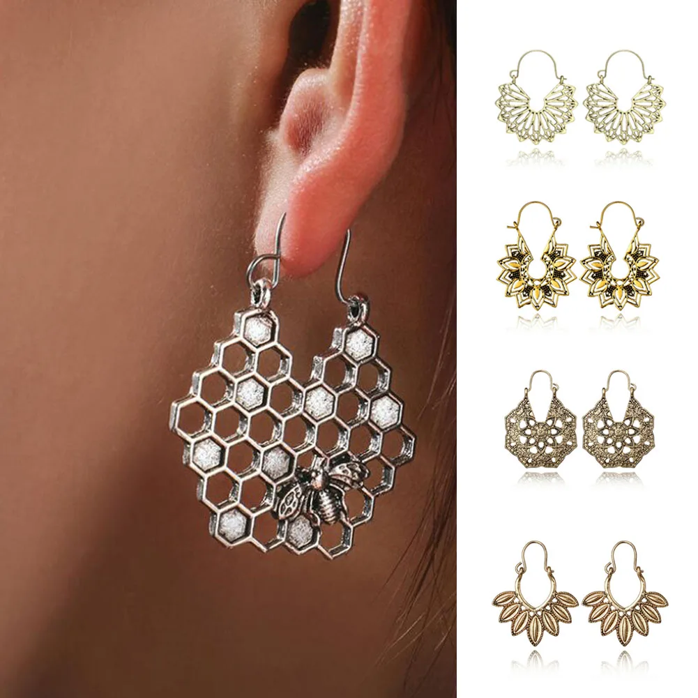 Женские винтажные этнические резные серьги ювелирные изделия античные