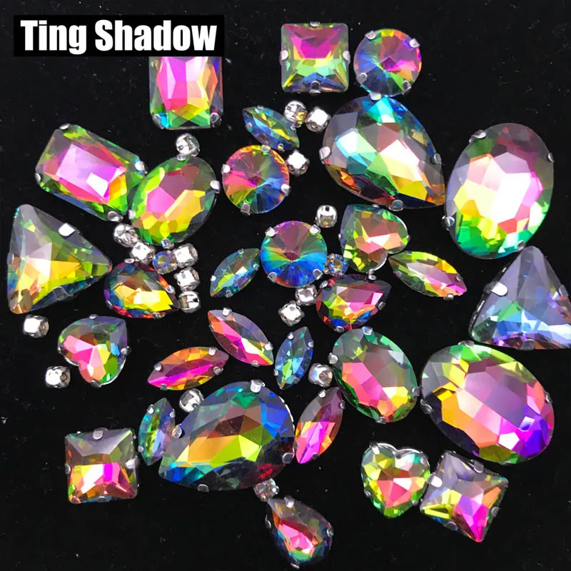 50 шт. розовые высококачественные разноцветные блестящие стразы с когтями для