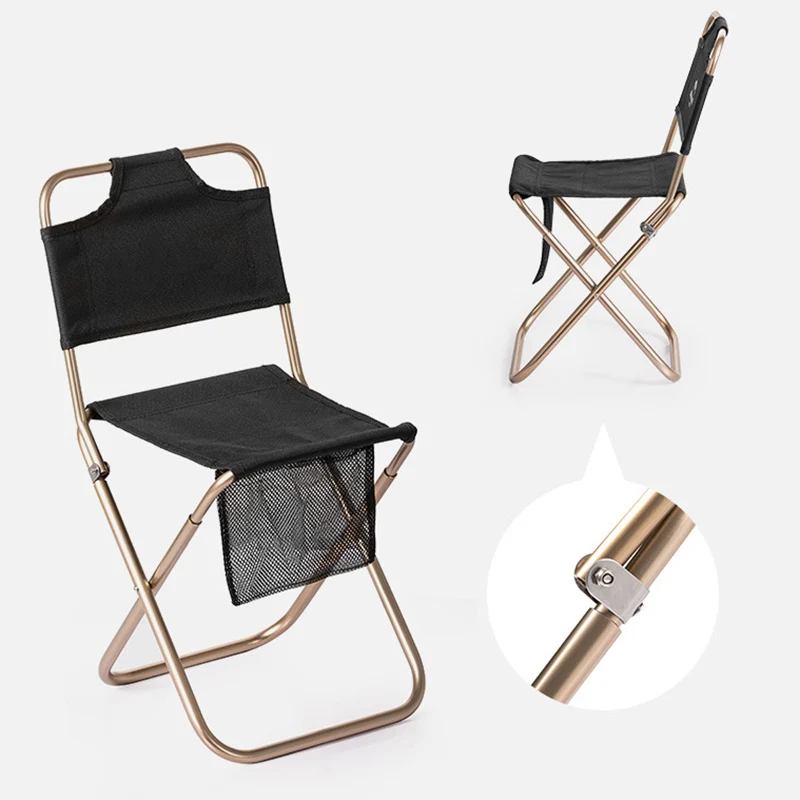 

Hot Selling Folding Chair with Backrest Storage Pouch Portable Picnic Camping Fishing Foldable Stool