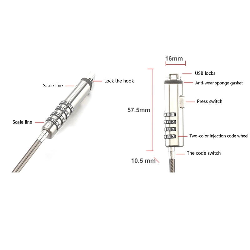 Защитный Противоугонный замок с USB-паролем используется для защиты от кражи на
