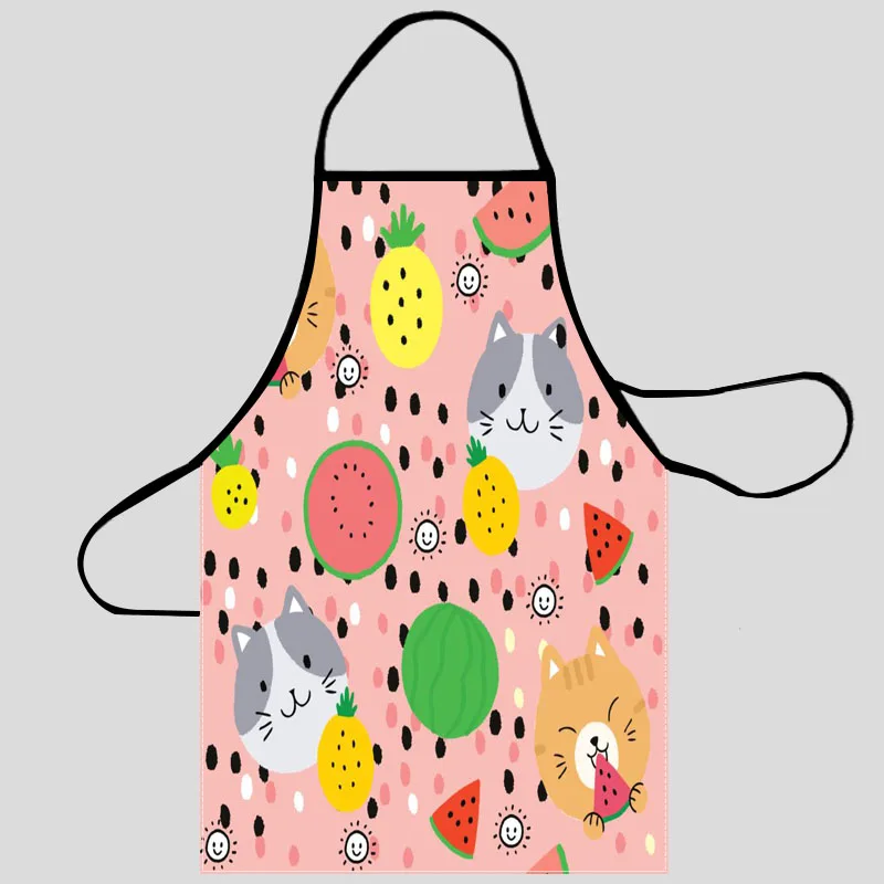 

Кухонные фартуки с мультяшным изображением кота для женщин, тканевые Оксфордские фартуки для уборки дома, детской кухни