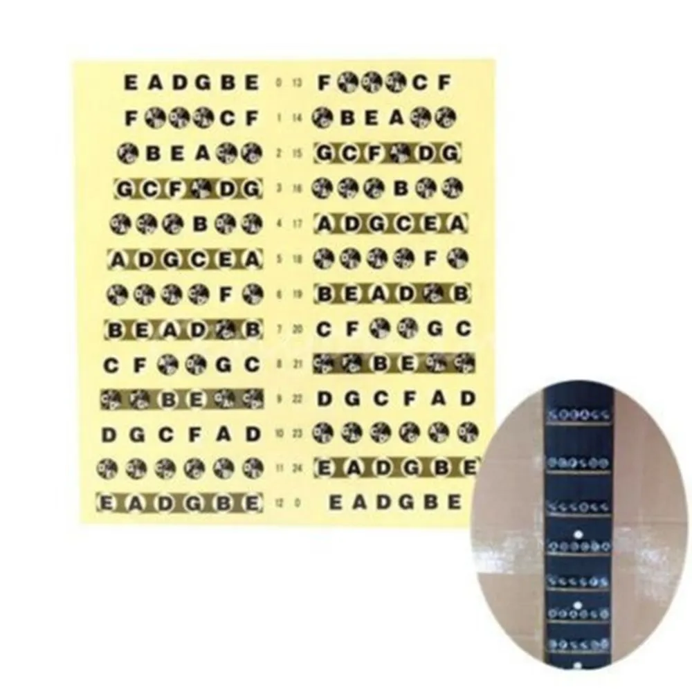 

Guitar Fretboard Note Sticker Musical Scale Fingerboard Beginner Guitar Stickers Fretboard Map Labels Fret Decals Ultra-thin
