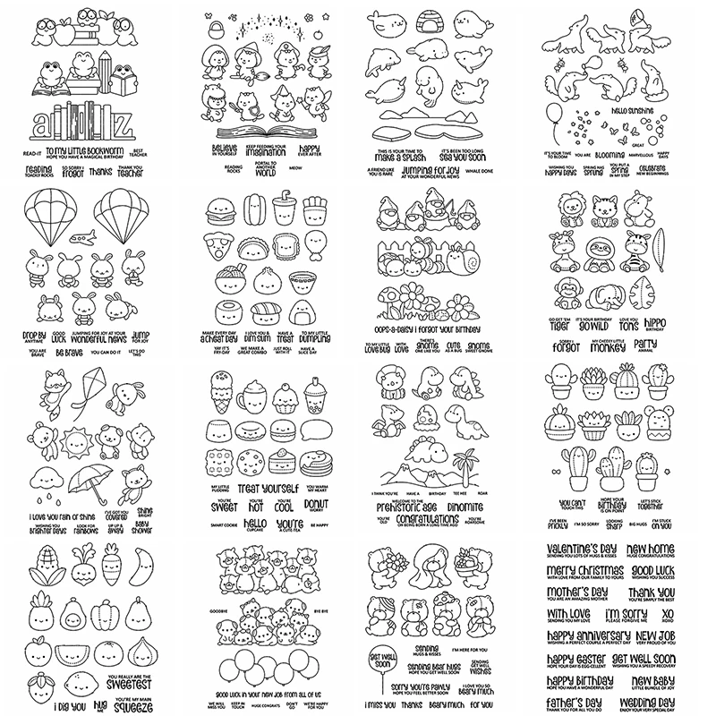 Летняя закуска животных фрукты суши прозрачные штампы координационные